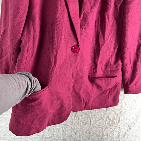 Vintage 100 Wool Blazer Womens 10P Mauve Pink Sag Harbor 1 Button Jacket Lined - Picture 5 of 16